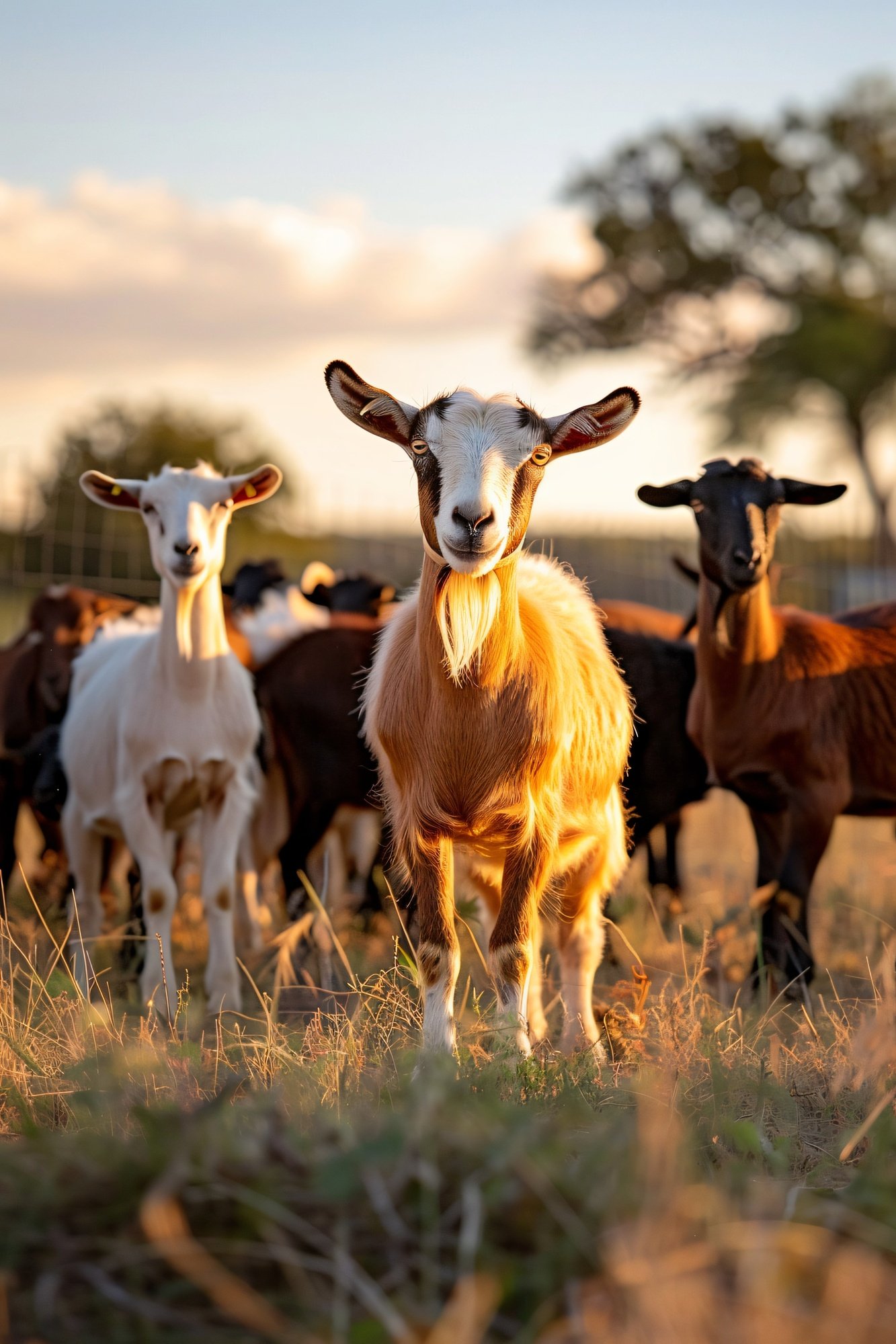 Goat farm pastoral scene